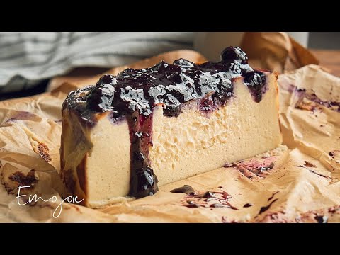 Blueberry Burnt Basque Cheesecake | Emojoie ASMR cooking thumbnail