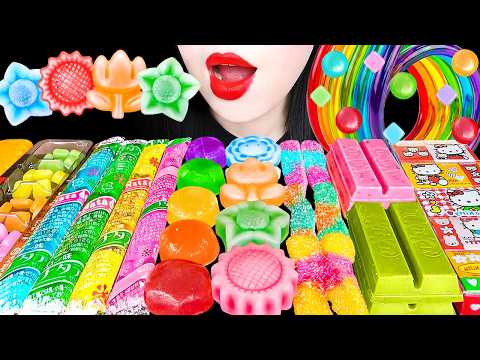 ASMR RAINBOW DESSERTS 무지개 꿀젤리 왁스병 레인보우 젤리 디저트 먹방 EDIBLE WAX JELLY GUMMY CANDY EATING SOUNDS MUKBANG thumbnail