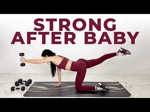 Full-Body Postpartum Dumbbell Workout | Get Strong After Pregnancy thumbnail