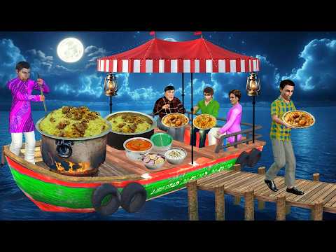 Floating Dhaba Midnight Biryani Selling on Boat Street Food Hindi Kahani Moral Stories Comedy Video thumbnail