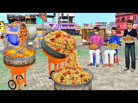 Concrete Mixer Chicken Egg Fried Rice Street Food Jugaad Hindi Kahani Moral Stories New Comedy Video thumbnail