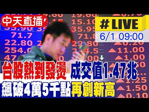 【中天直播#LIVE】台股熱到發燙 成交值1.47兆 飆破4萬5千點再創新高 20260601 @中天新聞CtiNews​ thumbnail