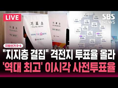 🔴LIVE 지선 D-4 "지지층 결집" 서울 부산 대구 투표율 올라..'역대 최고' 이시각 사전투표율 | SBS 실시간 라이브 thumbnail