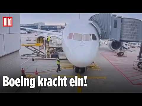 Flughafen Frankfurt: Fahrwerk von neuer Boeing kracht im Gate zusammen! thumbnail