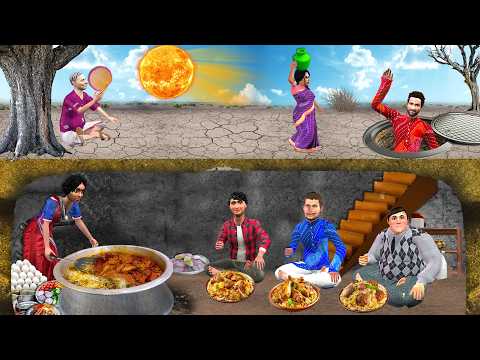 Garmi Mei Underground Secret Tunnel  Chicken Biryani Party Hindi Kahaniya Moral Stories Comedy Video thumbnail