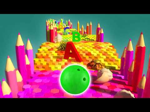 🎳🌊 Learn Sea Animals, Colors & ABC with Kinetic Sand and Bowling Ball Space Bash-Smash Adventure 🦀⭐ thumbnail