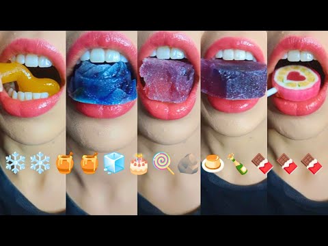 ASMR Eating 🍬 Kohakutou, Honey & More! Satisfying Crunchy Sounds | 이모지 Mukbang thumbnail
