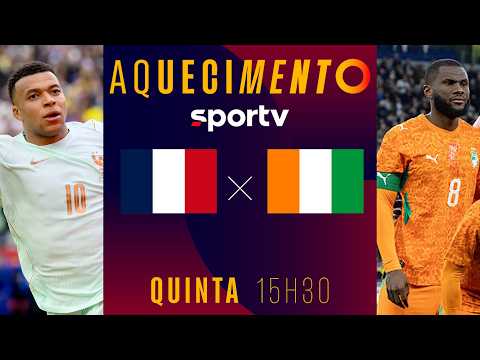 FRANÇA X COSTA DO MARFIM | AQUECIMENTO AO VIVO | AMISTOSO INTERNACIONAL | #live | sportv thumbnail