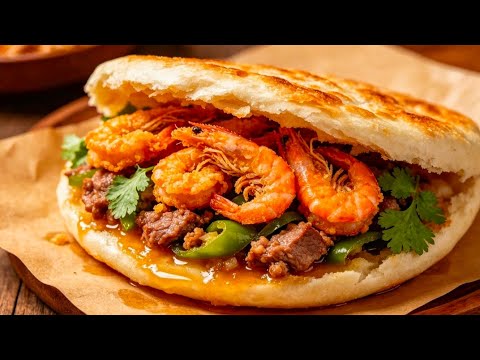 【LIVE】Roujiamo (Chinese hamburger) filled with stir-fried river shrimp thumbnail