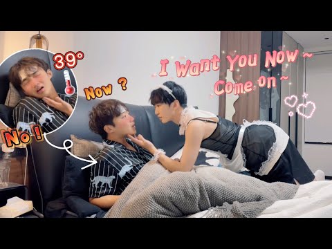 When My Boyfriend Has A Fever🤒I Put On A Hot Maid Outfit And Tell Him "I want it now🥵"Couple Prank🤣 thumbnail