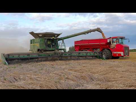 Wheat Harvest in the UK | John Deere X9 in Flat Crop w/ 45 ft / 14m Flex Draper | Waldersey Farms thumbnail