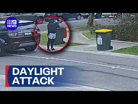 Police hunt masked shooter who filmed Craigieburn home attack | 9 News Australia thumbnail