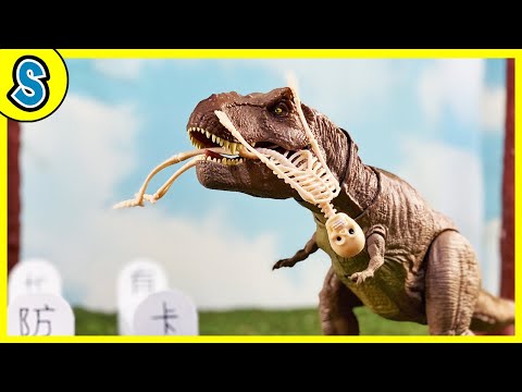 T-Rex loves skeletons | Jurassic World toys for kids dinosaurs bumpy camp cretaceous thumbnail
