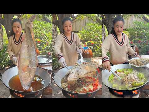 Yummy big river fish cooking | Stir-fry fish with vegetable | Home style cooking thumbnail