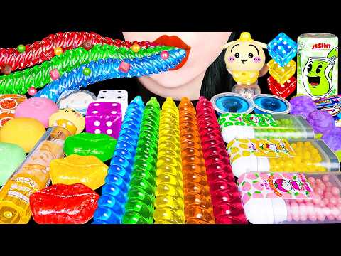 ASMR RAINBOW DESSERTS 다양한 무지개 디저트 먹는 립스틱 해외 간식 먹방 EDIBLE LIPSTICK JELLY GUMMY EATING SOUNDS MUKBANG thumbnail