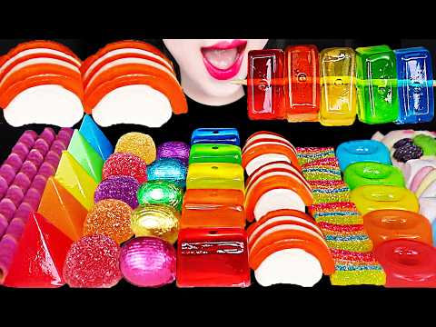 ASMR RAINBOW JELLY CUBE MOCHI MARSHMALLOW 젤리 큐브 모찌 마쉬멜로우 먹방 MUKBANG, EATING thumbnail