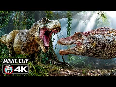 Spinosaurus vs T-Rex | JURASSIC PARK III Dino Fight (4K) thumbnail