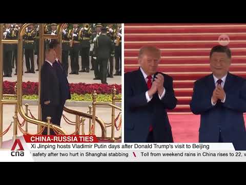 Side-by-side comparison of Putin's visit to China versus Trump's visit thumbnail