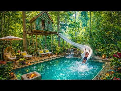 Building the Ultimate Luxury Bamboo Villa with Waterslide & Infinity Pool 🌿💦 thumbnail