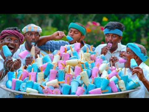 KULFI ICE | Colorful Ice Cream Making in Village | Homemade Milk Kulfi | Summer Dessert Recipe thumbnail