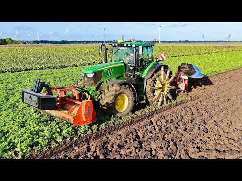 Ploughing w/ Spade lug Step Wheels for Xtra Traction | 0% slip! JOHN DEERE 6195R & KUHN Vari Master thumbnail