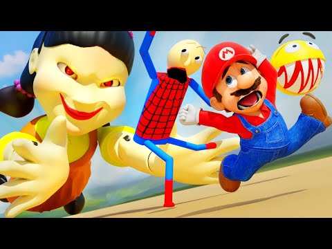 Super Mario Pacman and Baldi vs Bowser in Squid Game thumbnail