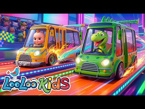 Wheels on the Bus - Racing Adventure + Surprise Eggs - Nursery Rhymes & Kids Songs - LooLoo Kids thumbnail