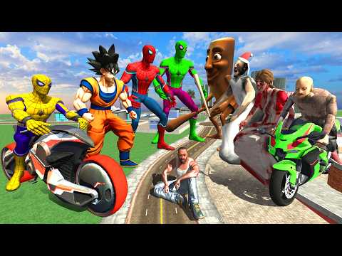 Team Spiderman Vs Team Zombie & Franklin in Indian Bike Driving 3d thumbnail