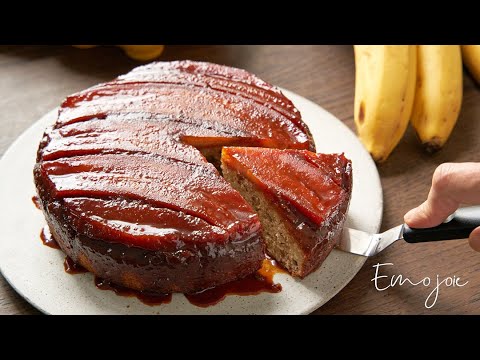 Banana Caramel Upside-Down Cake  | Emojoie ASMR cooking thumbnail