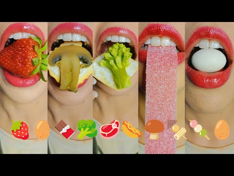 Sweet & Salty Emoji Food ASMR 🍩🍟 | Satisfying Eating Sounds (No Talking Mukbang) thumbnail
