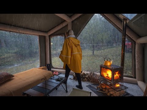 ŞİDDETLİ YAĞIŞTA EV KONFORUNDA KAMP☔️ thumbnail
