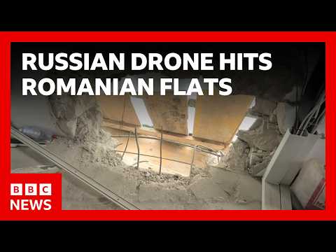 BBC on roof of Romanian flats hit by Russian drone | BBC News thumbnail