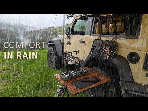Car CAMPING in RAIN [ Cosy SOLO trip to the Rainy Mountains, AMSR ] thumbnail