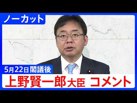 【上野賢一郎 厚生労働大臣】閣議後コメント【ノーカット】（2026年5月22日）｜TBS NEWS DIG thumbnail