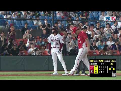 06/03 味全 VS 樂天 八局下，樂天攻佔一三壘，但雙殺造成一三壘殘壘，無法追近比數 thumbnail