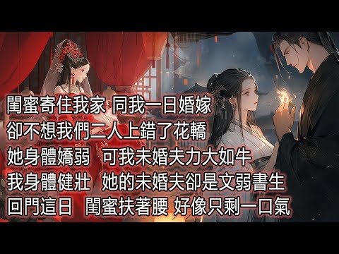 閨蜜寄住我家同我一日婚嫁，卻不想我們二人上錯了花轎，她身體嬌弱，可我未婚夫力大如牛，我身體健壯，她的未婚夫卻是文弱書生，回門這日，閨蜜扶著腰好像只剩一口氣#情感故事#為人處世#故事 thumbnail