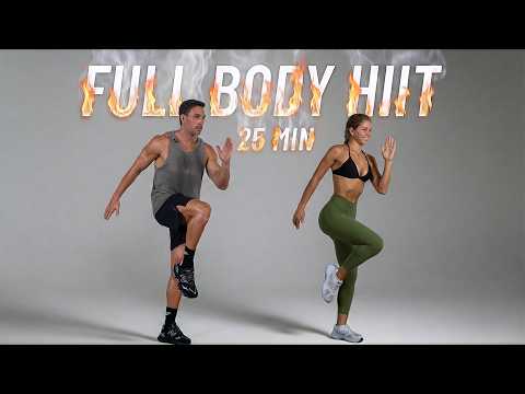 25 Min Full Body HIIT Workout - All Standing - Fat Burn at Home, No Equipment thumbnail