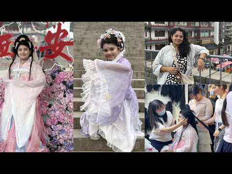 China Vlog 8 - Kids Turned into China Dolls - Hanfu Dress Up, Xi'an Bell Tower, City Wall thumbnail