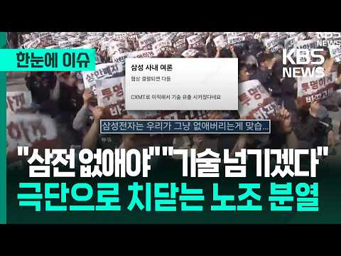 [한눈에 이슈] "삼전 없애야" "기술 넘기겠다"…극단으로 치닫는 노조 분열 / KBS 2026.05.19. thumbnail