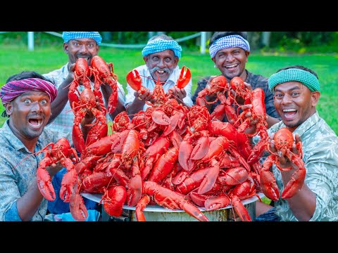 AMERICAN LOBSTER | Huge Lobster Cooking & Eating in American Village | Lobster Seafood Feast in USA thumbnail