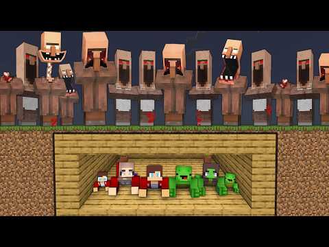 JJ and Mikey Family Secret Bunker vs Scary Villagers Battle in Minecraft thumbnail