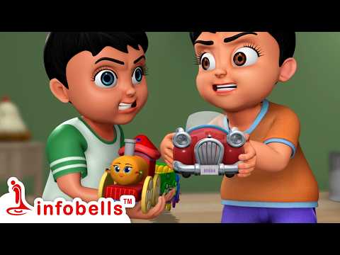 Chunnu Munnu Thhey Do Bhai-Brothers Toy Fight | Sharing Toys | Hindi Rhymes & Cartoon | Infobells thumbnail