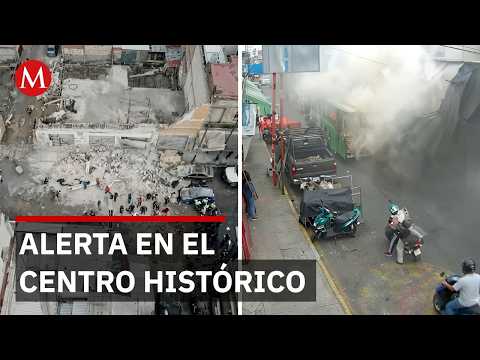 Gran movilización de emergencia por el desplome de una fachada antigua en el corazón de la CdMx thumbnail
