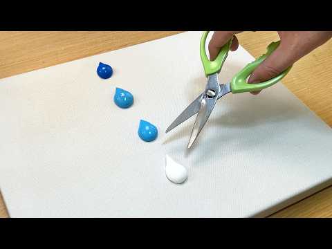 Painting Snowy Winter Mountains / Acrylic Painting with Scissors thumbnail