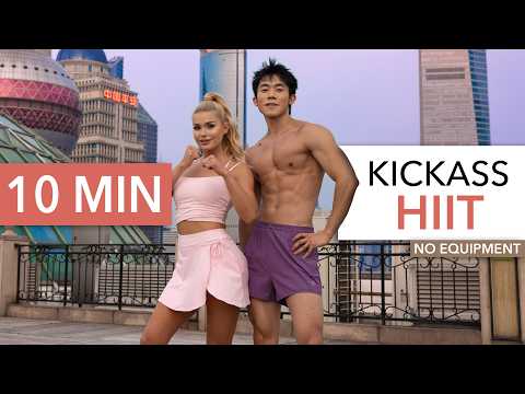 10 MIN KICKASS HIIT - Boxing & Kicking Cardio Workout - with Moss Xiaoguan thumbnail