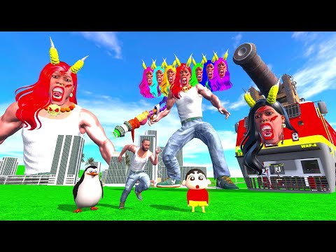 Franklin Vs Giant Colourful 7 Head Lady Monster Franklin in Indian Bike Driving 3D: thumbnail