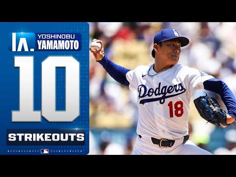 Yoshinobu Yamamoto strikes out 10 BATTERS during his SCORELESS START! 😮‍💨 | MLB Highlights thumbnail