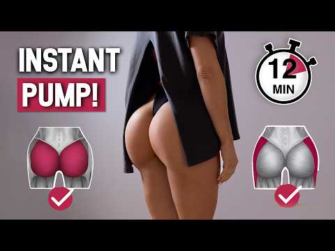 INSTANT BOOTY PUMP in 12 Min (Visible in Just 1 Workout!) Intense Home Butt Challenge, No Equipment thumbnail