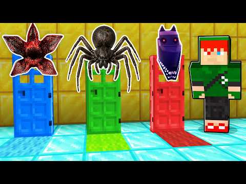 NÃO ESCOLHA A PORTA ASSUSTADORA ERRADA NO MINECRAFT!! (Demogorgon, Lobisomem, Aranha Realista) thumbnail