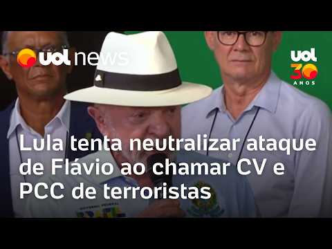 Lula tenta neutralizar ataque de Flávio Bolsonaro ao chamar CV e PCC de terroristas thumbnail
